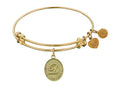 Angelica Collection Non-antique Yellow Stipple Finish Brass Initial d Expandable Bangle