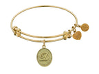 Angelica Collection Non-antique Yellow Stipple Finish Brass Initial d Expandable Bangle
