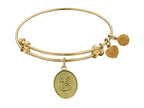 Angelica Collection Non-antique Yellow Stipple Finish Brass Initial e Expandable Bangle