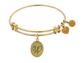 Angelica Collection Non-antique Yellow Stipple Finish Brass Initial w Expandable Bangle