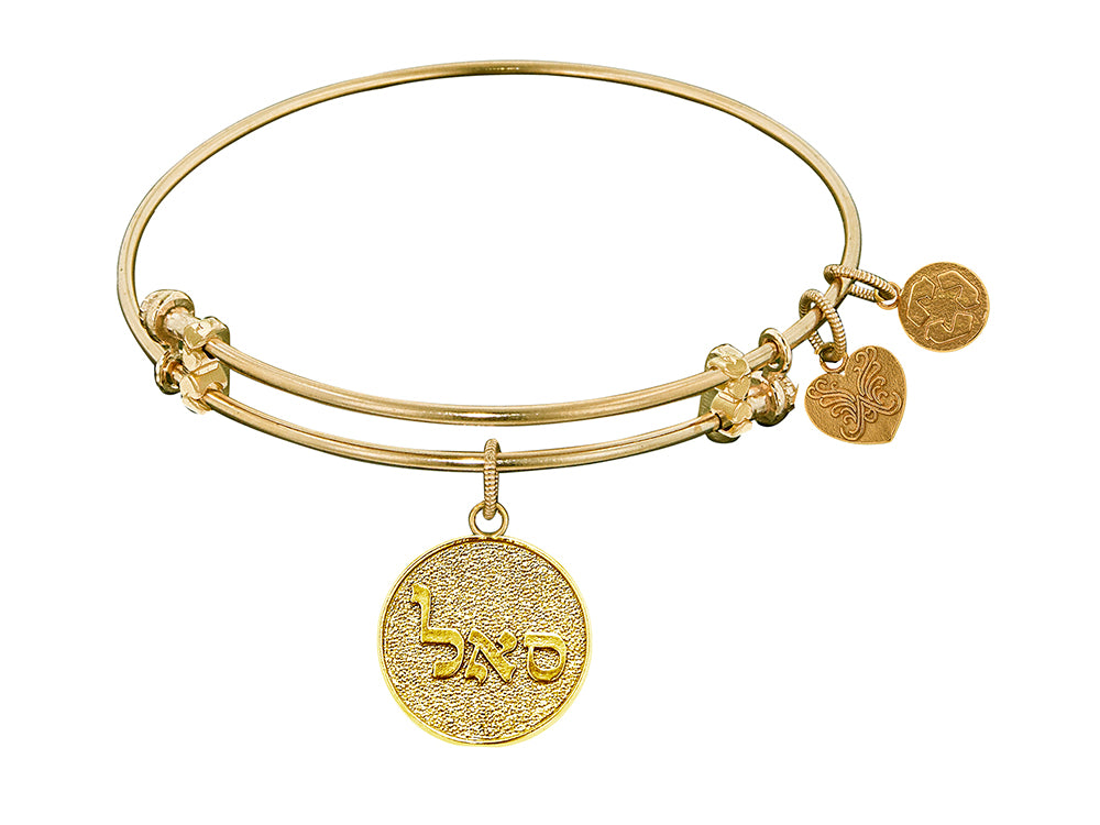 Angelica Collection Non-antique Yellow Stipple Finish Brass prosperity Shema-or Expandable Bangle