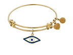 Angelica Collection Non-antique Yellow Stipple Finish Brass With Enamel evil Eye Expandable Bangle