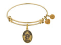 Angelica Collection Brass with Yellow Finish Proud Mom U.S. Marine Corps Oval Expandable Bangle