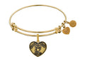 Angelica Collection Brass with Yellow Finish Proud Wife U.S. Marine Corps Heart Shaped Expandable Bangle