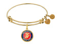Angelica Collection Brass with Yellow Finish Enamel U.S. Marine Corps Round Expandable Bangle