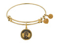 Angelica Collection Brass with Yellow Finish Proud Daughter U.S. Marine Corps Round Expandable Bangle