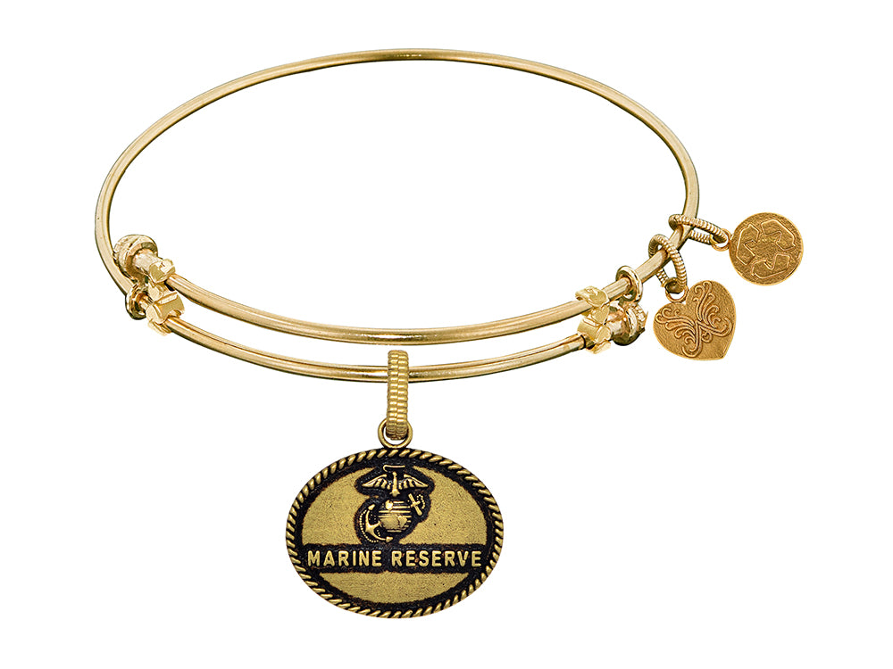 Angelica Collection Brass with Yellow Finish U.S. Marine Reserve Expandable Bangle