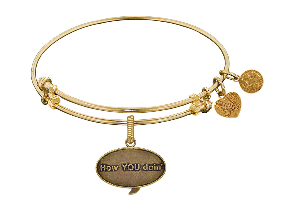 Angelica Collection Brass with Yellow Finish Friends How You Doing Expandable Bangle