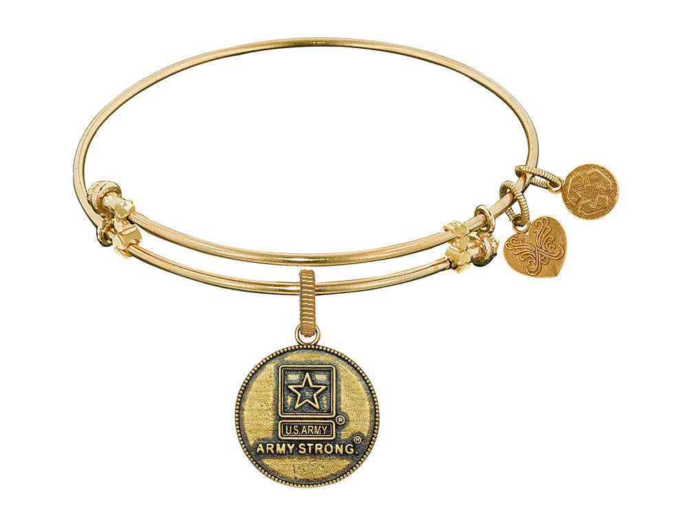 Angelica Collection Brass with Yellow Finish U.S. Army Strong Round Expandable Bangle