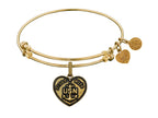Angelica Collection Brass with Yellow Finish Proud Wife U.S. Navy Heart Shaped Expandable Bangle