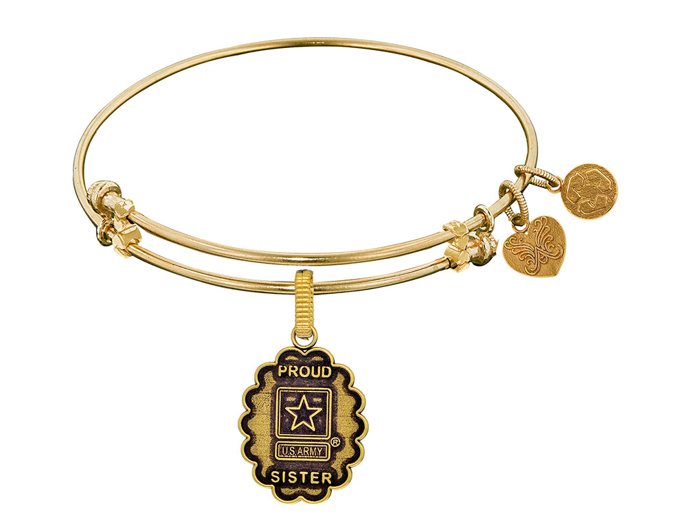 Angelica Collection Brass with Yellow Finish Proud Sister U.S. Army Expandable Bangle