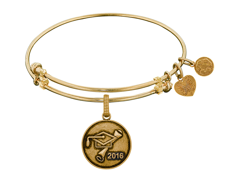 Brass With Yellow Finish Class Of 2016 Graduation Cap+diploma Charm For Angelica Collection Bangle