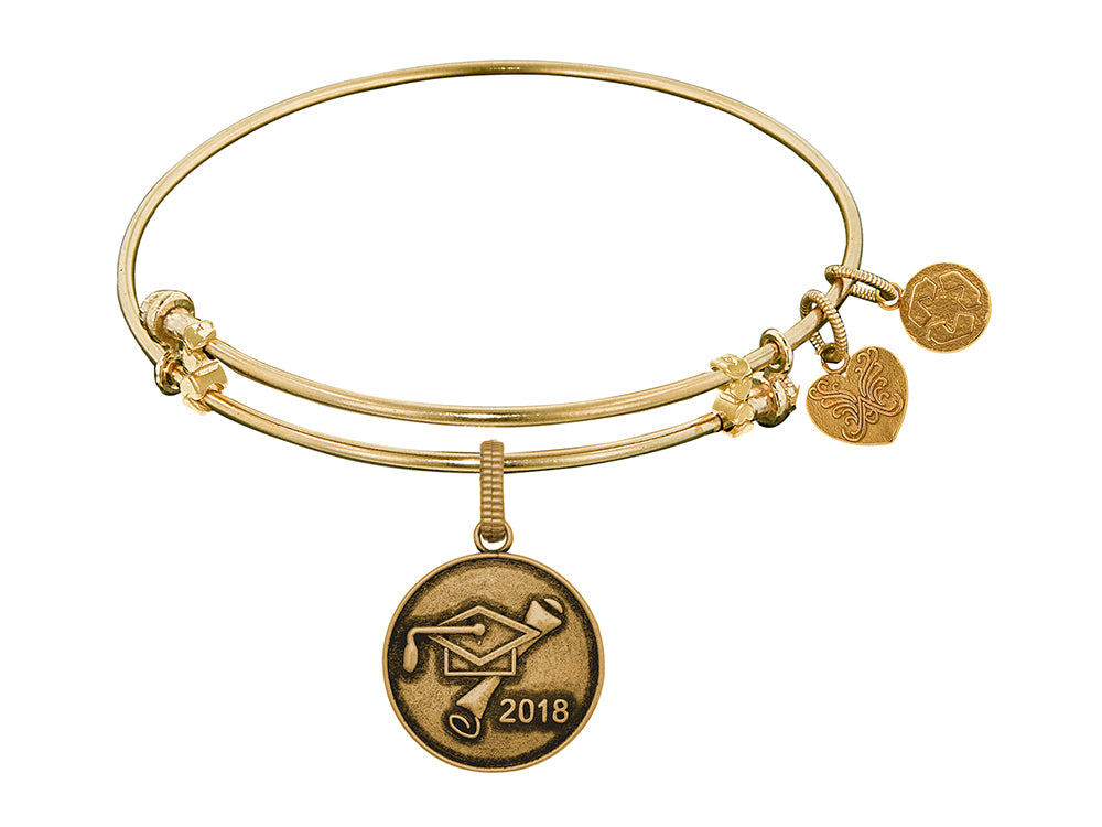Brass With Yellow Finish Class Of 2018 Graduation Cap+diploma Charm For Angelica Collection Bangle