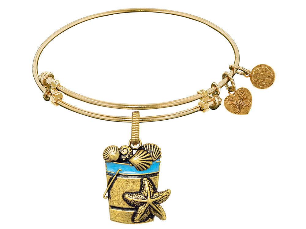 Brass With Yellow Beach Bucket With Sea Shells For Angelica Collection Bangle