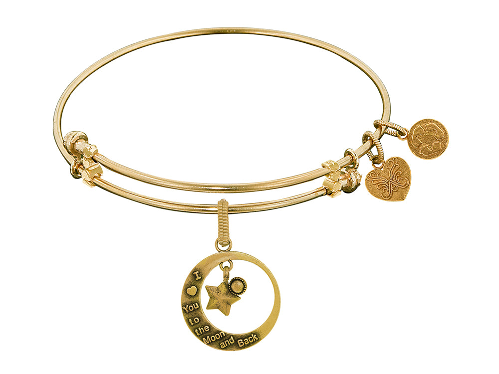 Brass With Yellow Love You To The Moon and Back Charm For Angelica Collection Bangle