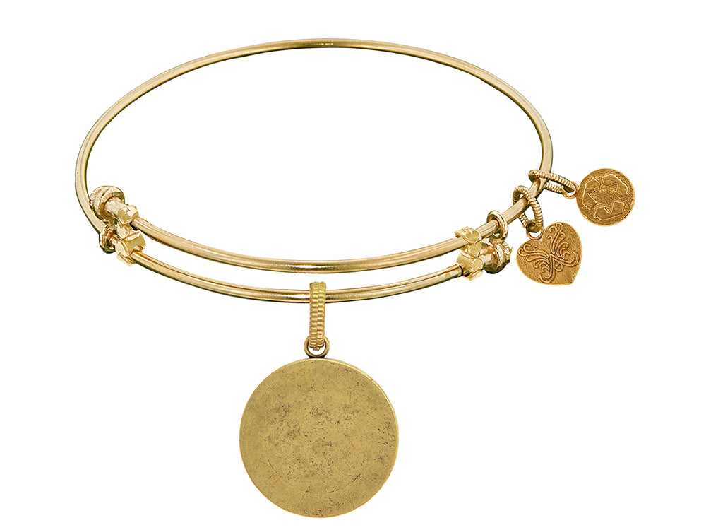 Brass With Yellow Round Engravable Charm For Angelica Collection Bangle