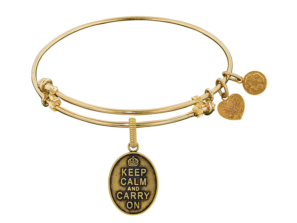 Brass With Yellow Keep Calm Charm For Angelica Collection Bangle