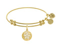 Angelica Collection Brass With Yellow Sanddollar Charm With White C Z On Yellow Bangle