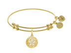 Angelica Collection Brass With Yellow Sanddollar Charm With White C Z On Yellow Bangle