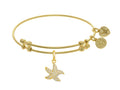 Angelica Collection Brass With Yellow Starfish Charm With White CZ On Yellow Bangle