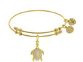 Angelica Collection Brass With Yellow Turtle Charm With White CZ On Ye Llow Bangle
