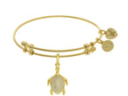 Angelica Collection Brass With Yellow Turtle Charm With White CZ On Ye Llow Bangle