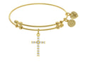 Angelica Collection Brass With Yellow Cross Charm With White CZ On Yel Low Bangle