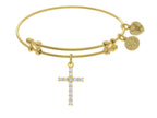Angelica Collection Brass With Yellow Cross Charm With White CZ On Yel Low Bangle