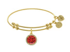 Angelica Collection Brass With Yellow Finish Charm January CZ Birth Month On Yellow Bangle