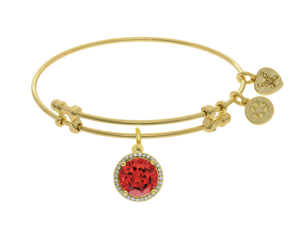 Angelica Collection Brass With Yellow Finish Charm January CZ Birth Month On Yellow Bangle
