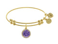 Brass With Yellow Finish February Birth Month Charm On Yellow Angelica Collection Bangle