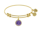 Brass With Yellow Finish February Birth Month Charm On Yellow Angelica Collection Bangle