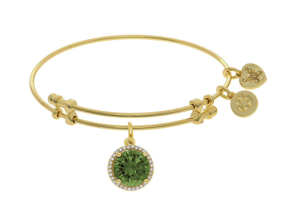Brass With August Birth Month On Yellow Angelica Collection Bangle