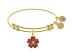 Angelica Collection Brass Yellow 5-heart Flower Charm Red +white Small Center CZ On Yellow Bangle