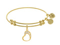 Brass With Yellow Finish CZ Heart Charm On Yellow Angelica Collection Bangle