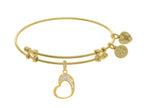 Brass With Yellow Finish CZ Heart Charm On Yellow Angelica Collection Bangle