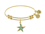 Angelica Collection Brass With Yellow Created Opal Starfish Charm On Yellow Bangle