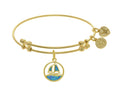 Angelica Collection Brass With Yellow Created Opal Sail Boat Charm On Yellow Bangle