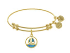 Angelica Collection Brass With Yellow Created Opal Sail Boat Charm On Yellow Bangle