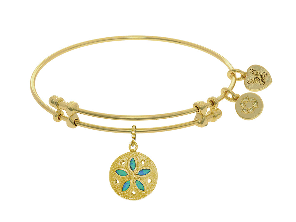 Angelica Collection Brass With Yellow Created Opal Sand Dollar Charm O N Yellow Bangle