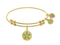 Angelica Collection Brass With Yellow Created Opal Sand Dollar Charm O N Yellow Bangle