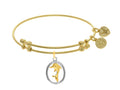Brass With Yell+white Dolphin Two Tone Charm On Yellow Angelica Collection Bangle