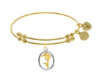 Brass With Yell+white Dolphin Two Tone Charm On Yellow Angelica Collection Bangle