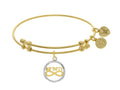 Brass With Yellow+white Finish infinity Symbol Charm On Yellow Angelica Collection Bangle