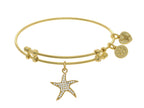Brass With White Finish Charm With White CZ Starfi Sh On Yellow Angelica Collection Bangle