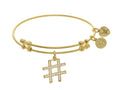 Brass With Yellow Finish Hash Tag Charm On Yellow Angelica Collection Bangle
