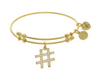 Brass With Yellow Finish Hash Tag Charm On Yellow Angelica Collection Bangle