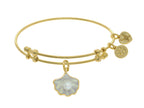 Brass With Yellow Shell Enamel Charm On Yellow Angelica Collection Bangle