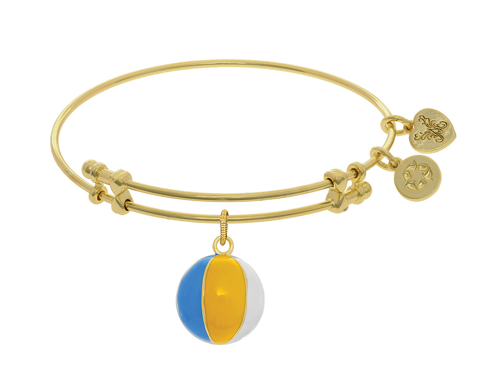 Brass With Yellow Beach Ball Enamel Charm On Yello W Angelica Collection Bangle