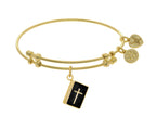 Brass With Black Enamel Bible Charm On Angelica Collection Bangle